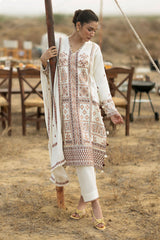 UAE-3 Piece Embroidered Pashmina Suit with Embroidered Pashmina Dupatta