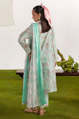 UAE-3 Piece Embroidered Printed Lawn Suit with Embroidered Border