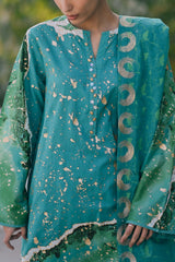 UAE-3 Piece Gold Printed Lawn Suit with Embroidered Lacquer Printed Dupatta CL-52512