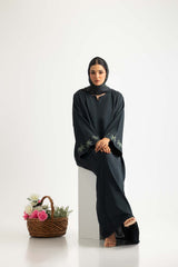 UAE- Georgette Embroidered abaya With Embroidered Scarf