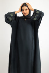 UAE- Georgette Embroidered abaya With Embroidered Scarf
