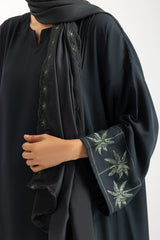 UAE- Georgette Embroidered abaya With Embroidered Scarf