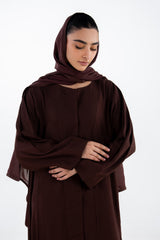 UAE-Georgette Slub Abaya With Scarf IPAB-22170