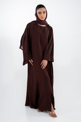 UAE-Georgette Slub Abaya With Scarf IPAB-22170