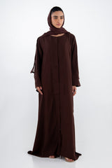 UAE-Georgette Slub Abaya With Scarf IPAB-22170