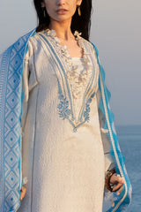 UAE-3 Piece Embroidered Lawn Suit with Jacquard Dupatta MJ-52021
