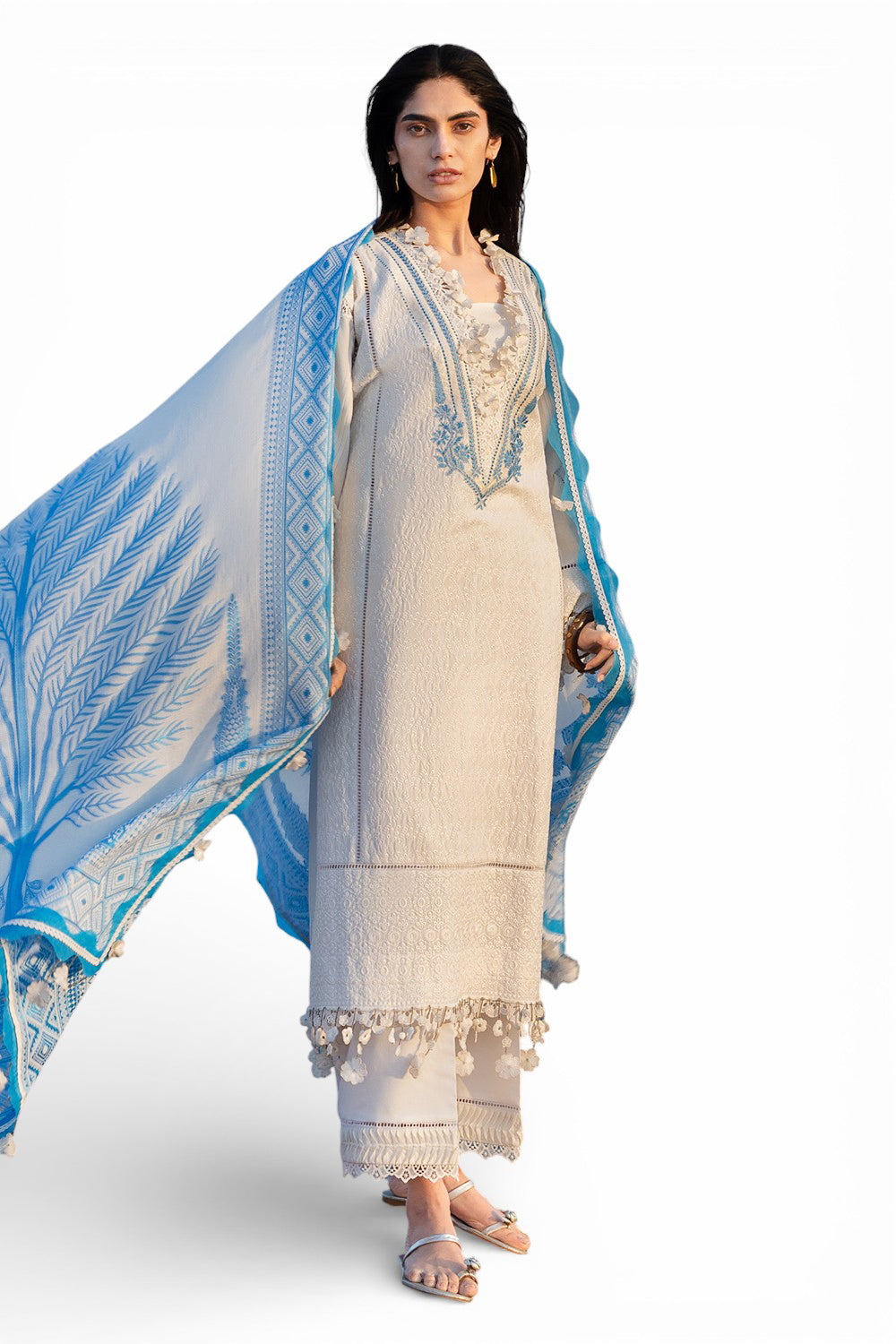 UAE-3 Piece Embroidered Lawn Suit with Jacquard Dupatta MJ-52021