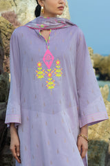 UAE-3 Piece Embroidered Yarn Dyed Jacquard Suit with Lacquer Printed Jacquard Dupatta MJ-52017