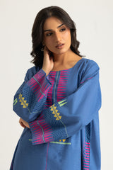 UAE-Jacquard Block Printed Shirt And Dyed Trouser