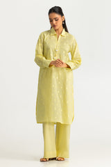 UAE- Jacquard Embellished Shirt And Dyed Trouser