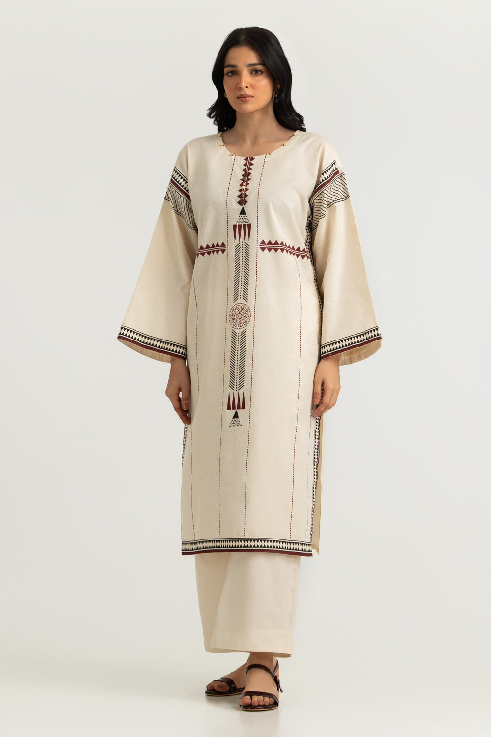 UAE-Jacquard Printed Shirt And Dyed Trouser