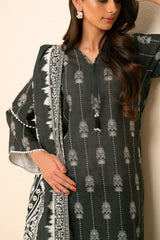 UAE-3 Piece Printed Khaddar Suit with Dupatta SD-52256