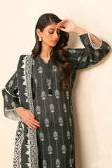 UAE-3 Piece Printed Khaddar Suit with Dupatta SD-52256