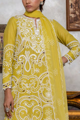 UAE-3 Piece Embroidered Lawn Suit with Lacquer Printed Chiffon Dupatta BM-62019