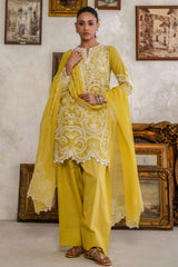 UAE-3 Piece Embroidered Lawn Suit with Lacquer Printed Chiffon Dupatta BM-62019