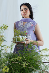 UAE-3 Piece Embroidered Lawn Suit with Neckline, Bunches and Chiffon Dupatta FE-52042