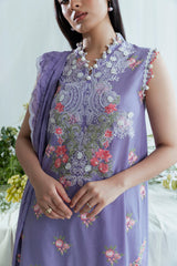 UAE-3 Piece Embroidered Lawn Suit with Neckline, Bunches and Chiffon Dupatta FE-52042