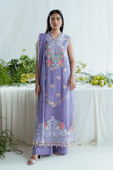 UAE-3 Piece Embroidered Lawn Suit with Neckline, Bunches and Chiffon Dupatta FE-52042