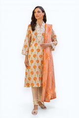UAE-3 Piece Printed Lawn suit with Lace