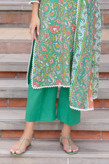 UAE-3 Piece Printed Lawn suit with Embroidered Organza Neckline