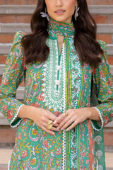 UAE-3 Piece Printed Lawn suit with Embroidered Organza Neckline