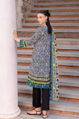UAE-3 Piece Embroidered Printed Lawn suit with Printed Sleeves