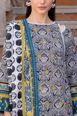UAE-3 Piece Embroidered Printed Lawn suit with Printed Sleeves