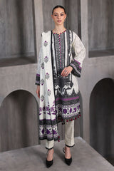 UAE-3 Piece Embroidered Printed Khaddar Suit with Printed Khaddar Dupatta
