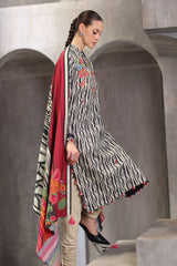 UAE-3 Piece Embroidered Printed Karandi Suit with Printed Karandi Dupatta