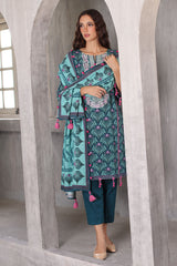 UAE-3 Piece Printed Khaddar Suit with Printed Khaddar Dupatta