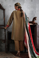 UAE-3 Piece Embroidered Printed Karandi Suit with Printed Karandi Dupatta