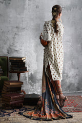 UAE-3 Piece Embroidered Printed Karandi Suit with Printed Karandi Dupatta