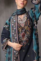 UAE-3 Piece Printed Karandi Suit with Printed Karandi Dupatta