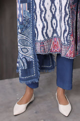 UAE-3 Piece Embroidered Printed Karandi Suit with Printed Karandi Dupatta