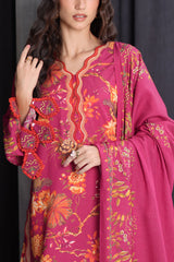 UAE-3 Piece Printed Karandi Suit with Printed Karandi Dupatta