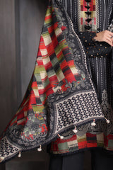 UAE-3 Piece Printed Karandi Suit with Printed Karandi Dupatta