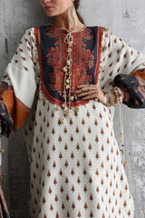 UAE-3 Piece Embroidered Printed Karandi Suit with Printed Karandi Dupatta