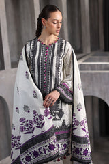UAE-3 Piece Embroidered Printed Khaddar Suit with Printed Khaddar Dupatta