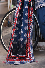 UAE-3 Piece Embroidered Printed Khaddar Suit with Printed Khaddar Dupatta