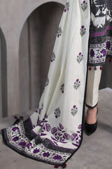 UAE-3 Piece Embroidered Printed Khaddar Suit with Printed Khaddar Dupatta