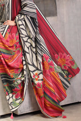 UAE-3 Piece Embroidered Printed Karandi Suit with Printed Karandi Dupatta