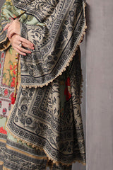 UAE-3 Piece Printed Karandi Suit with Printed Karandi Dupatta