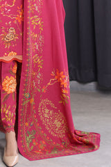 UAE-3 Piece Printed Karandi Suit with Printed Karandi Dupatta