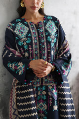 UAE-3 Piece Embroidered Khaddar Suit with Pashmina Jacquard Dupatta