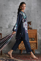 UAE-3 Piece Embroidered Khaddar Suit with Pashmina Jacquard Dupatta