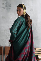 UAE-3 Piece Embroidered Khaddar Suit with Pashmina Jacquard Dupatta