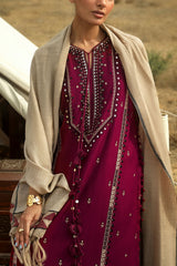 UAE-3 Piece Embroidered Pashmina Suit with Pashmina Jacquard Dupatta