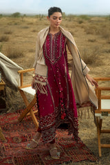 UAE-3 Piece Embroidered Pashmina Suit with Pashmina Jacquard Dupatta