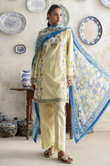 UAE-3 Piece Embroidered Lawn Suit with Chiffon Dupatta and Borders BM-62005
