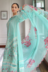 UAE-3 Piece Embroidered Lawn Suit with Chiffon Dupatta